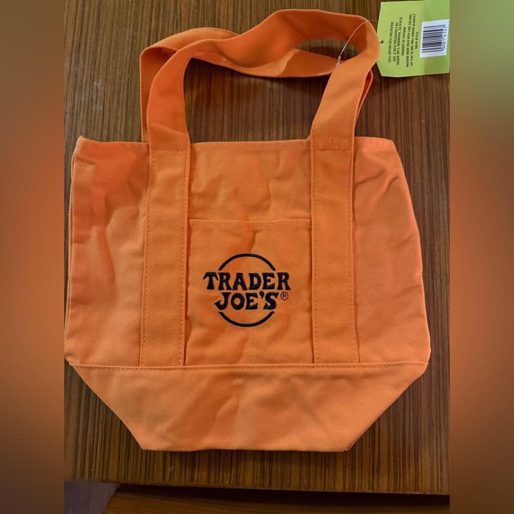 Trader Joe’s Trick or Treat Mini Canvas Tote Bag Orange NWT